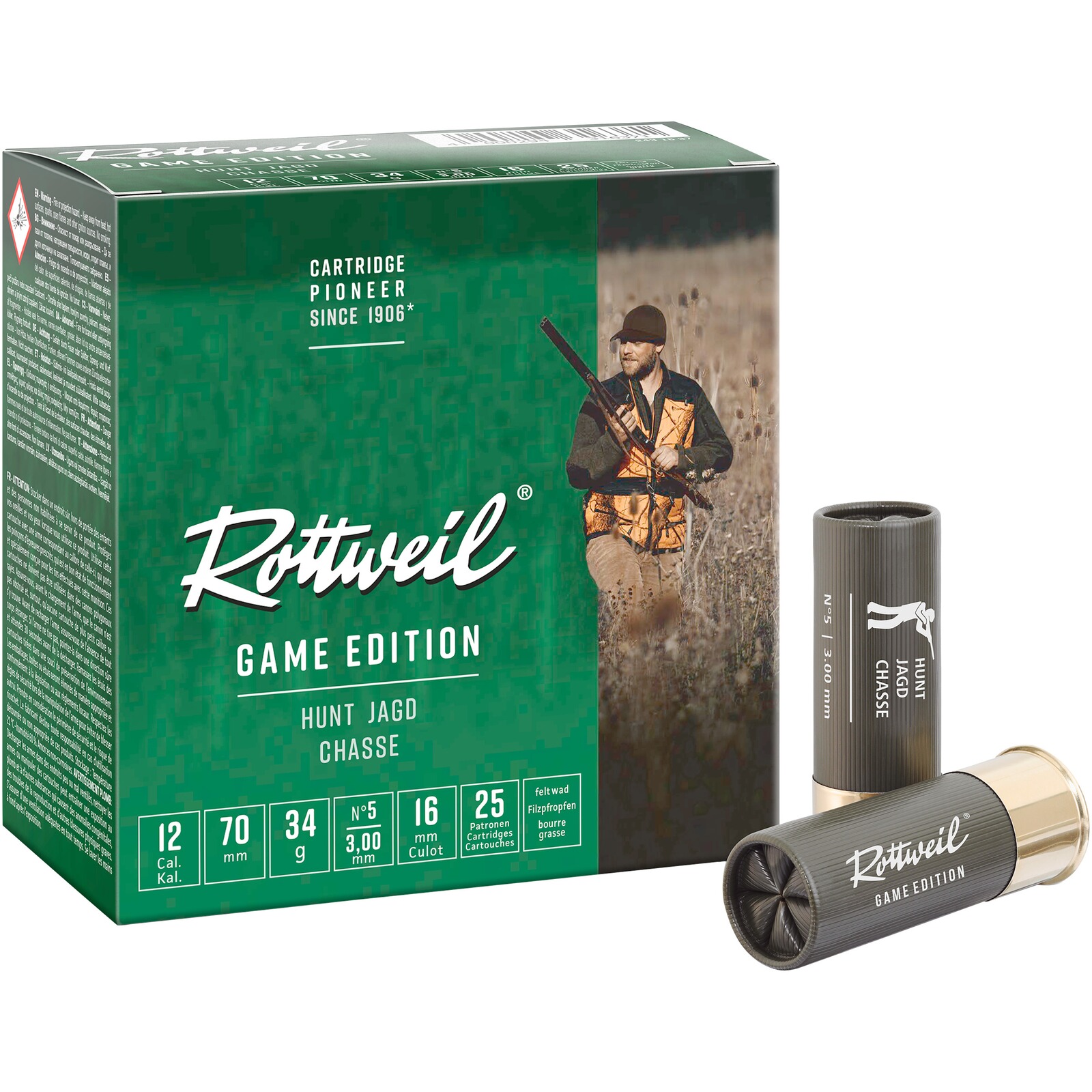 Rottweil 12/70 Game Edition Hunt 3,0mm 34g, 25 Stück