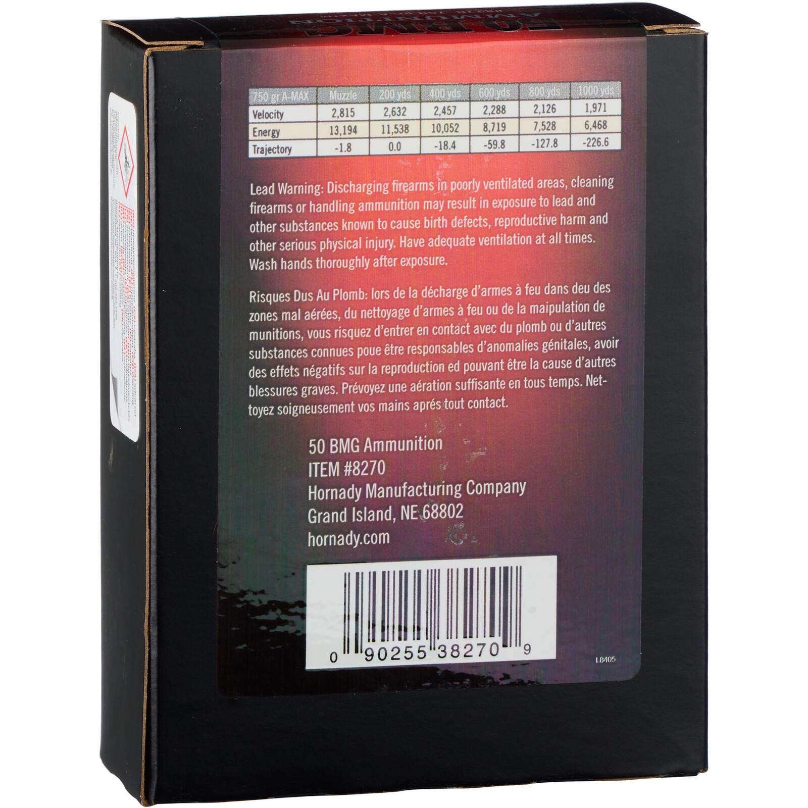 Hornady .50 BMG A-Max 48,6,/750grs., 10 Stück