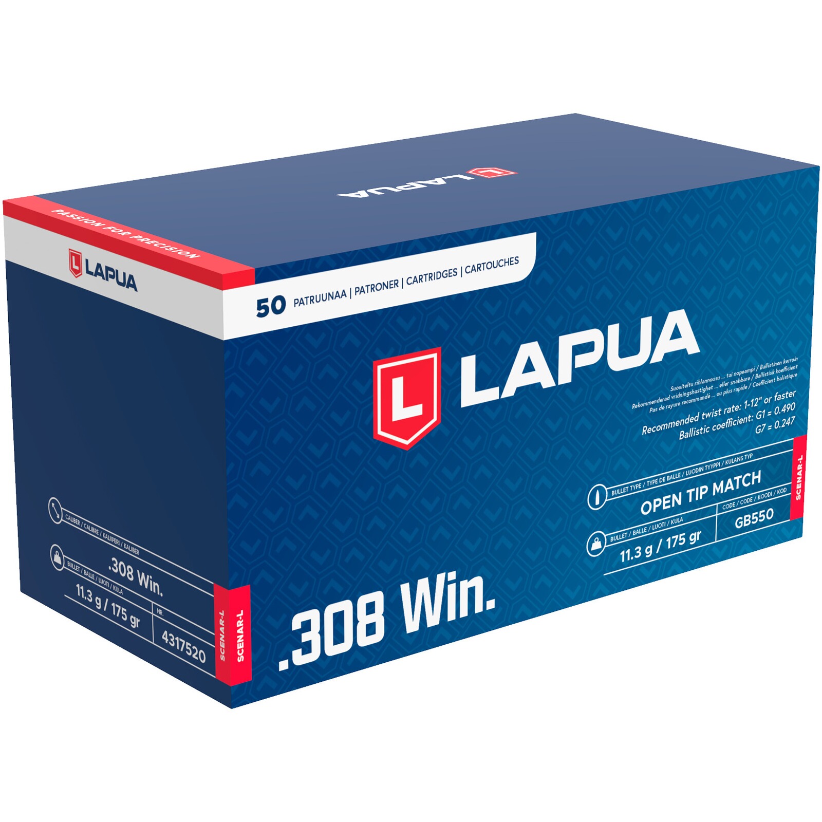Lapua .308 Win. Scenar-L OTM 11,3g/175grs., 50 Stück