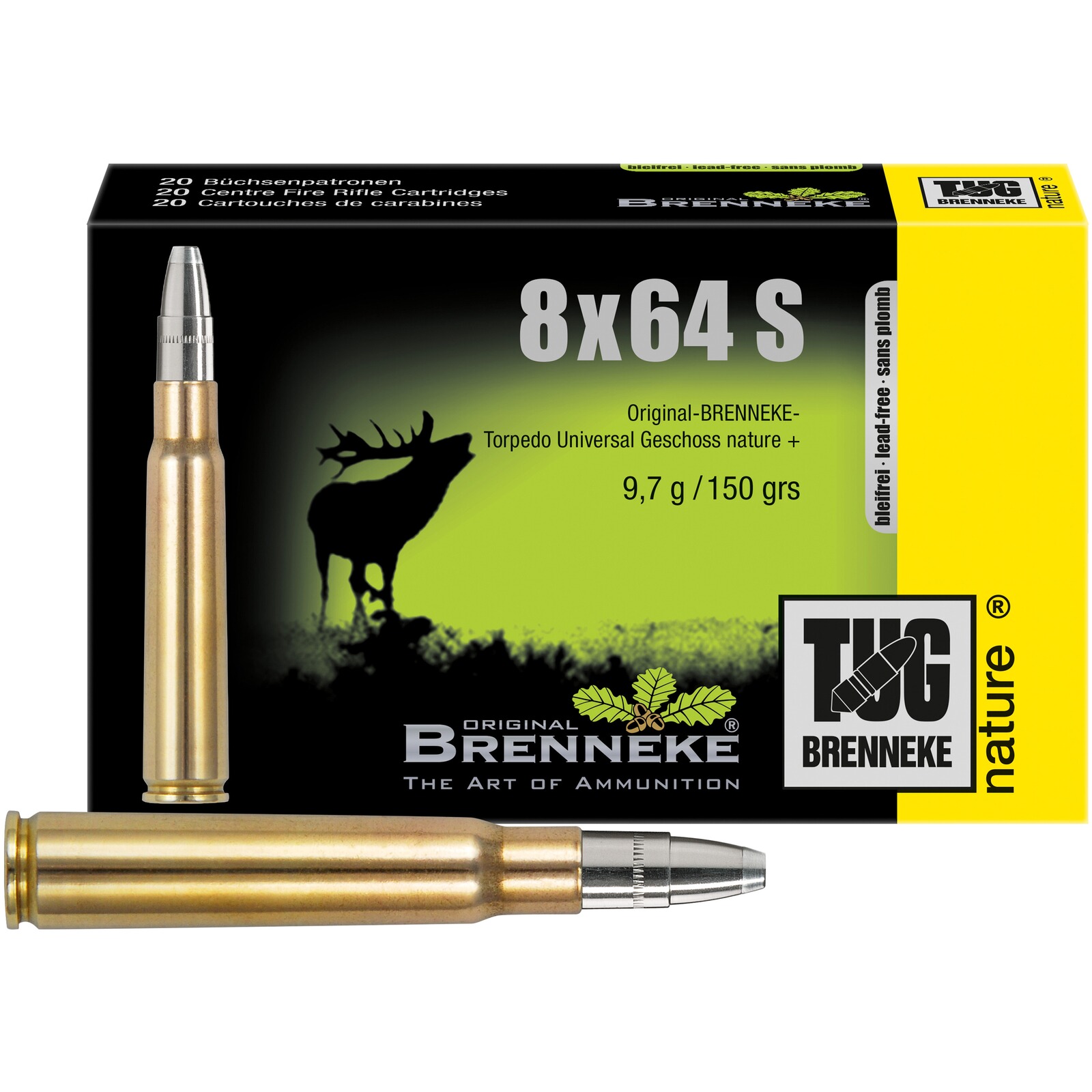 Brenneke 8x64 S TUG nature + 9,7g/150grs., 20 Stück