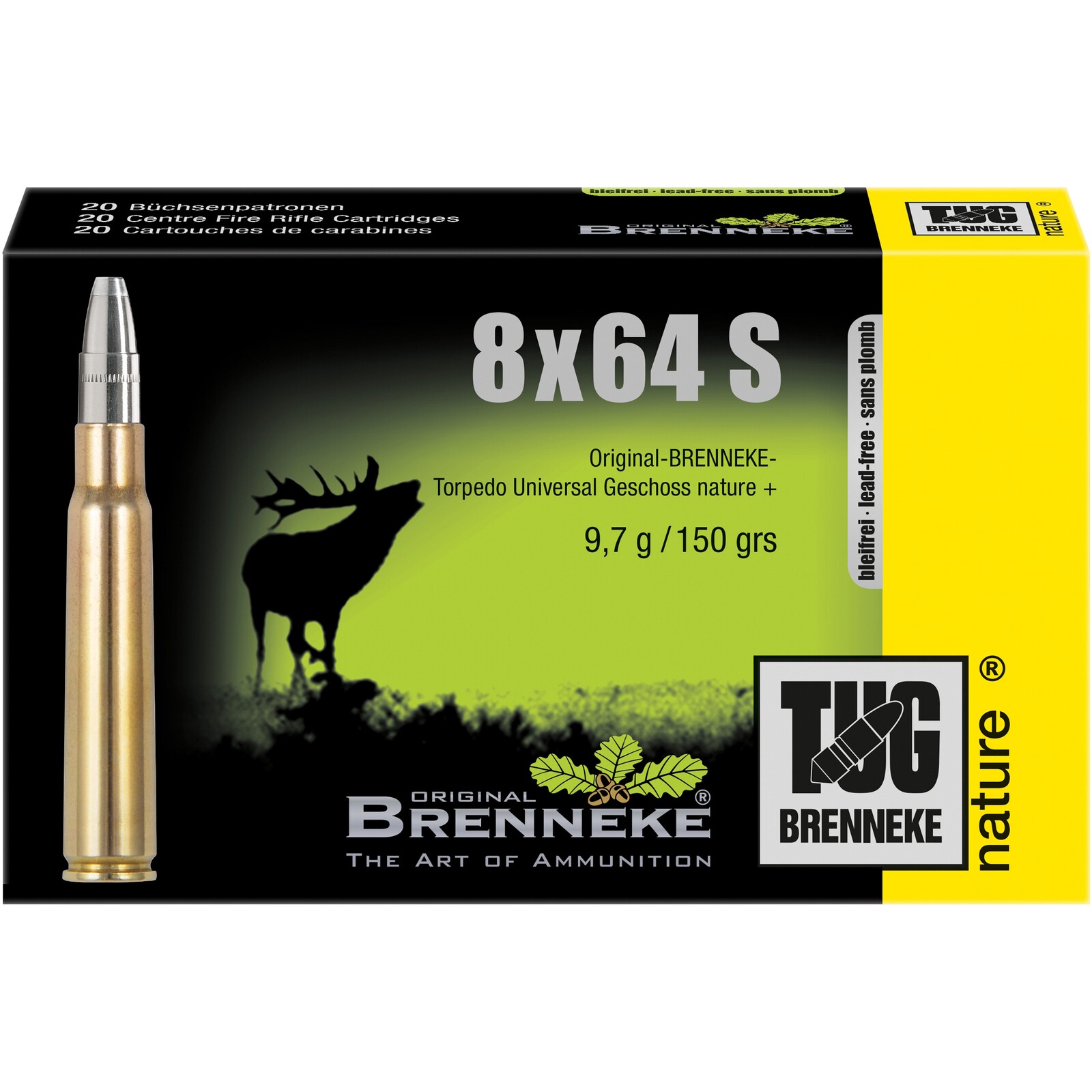 Brenneke 8x64 S TUG nature + 9,7g/150grs., 20 Stück