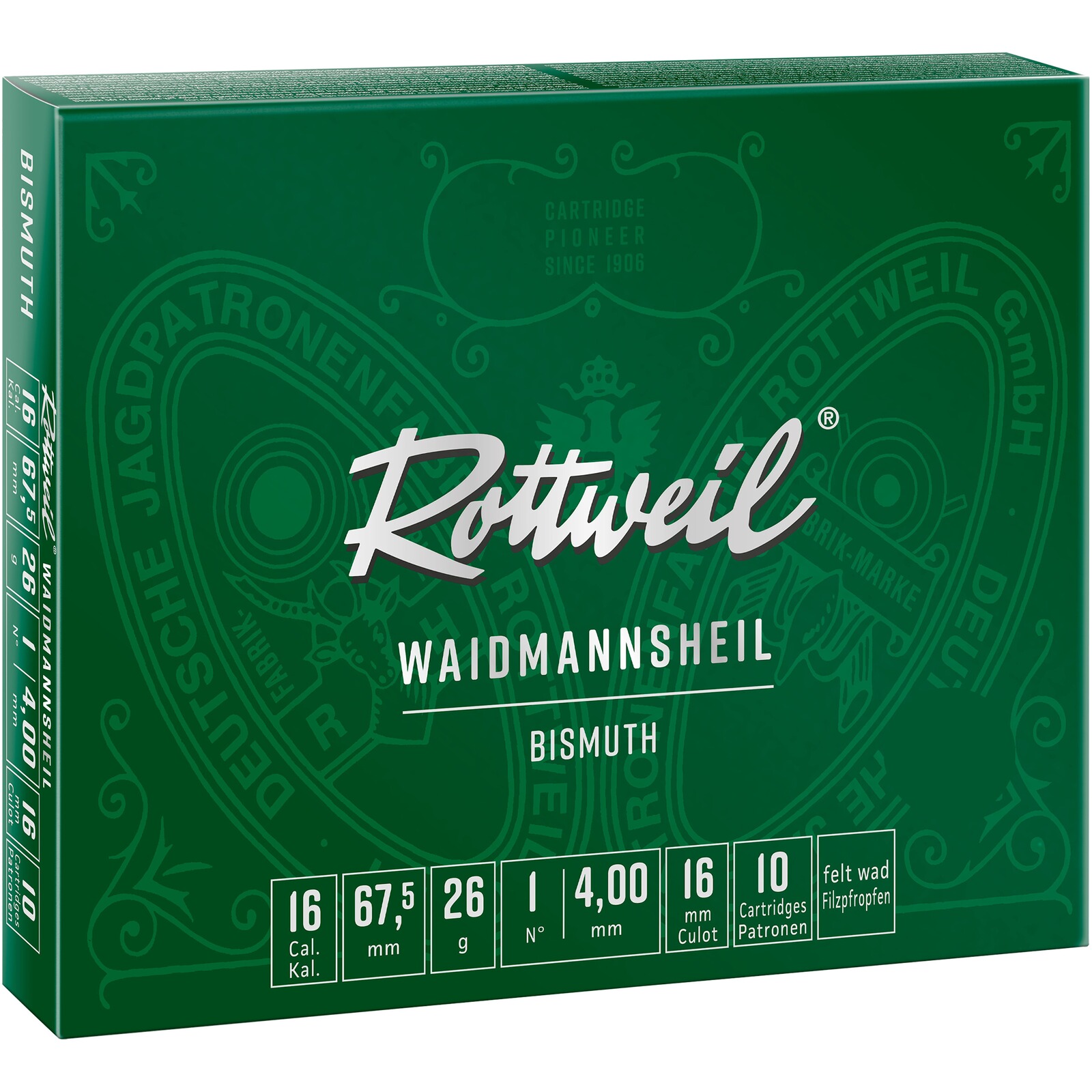 Rottweil 16/67,5 Waidmannsheil Bismuth 4mm 26g, 10 Stück