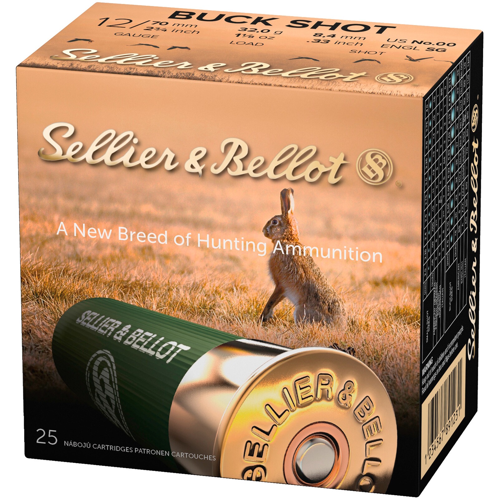 Sellier & Bellot 12/70 Buck Felt 7,6mm 32g, 25 Stück