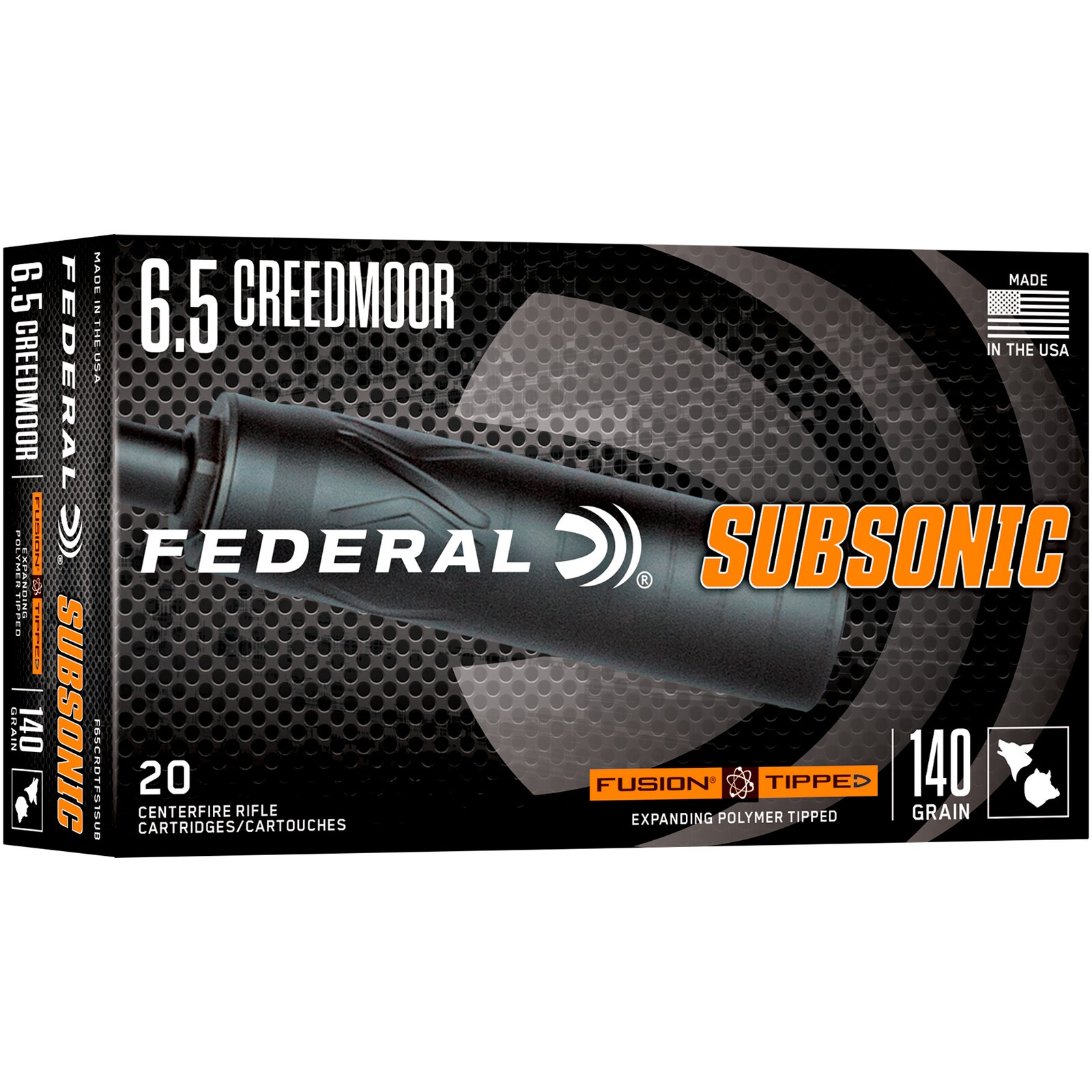 Federal Ammunition 6,5 Creedmoor Fusion Tipped Subsonic 9,1g/140grs., 20 Stück