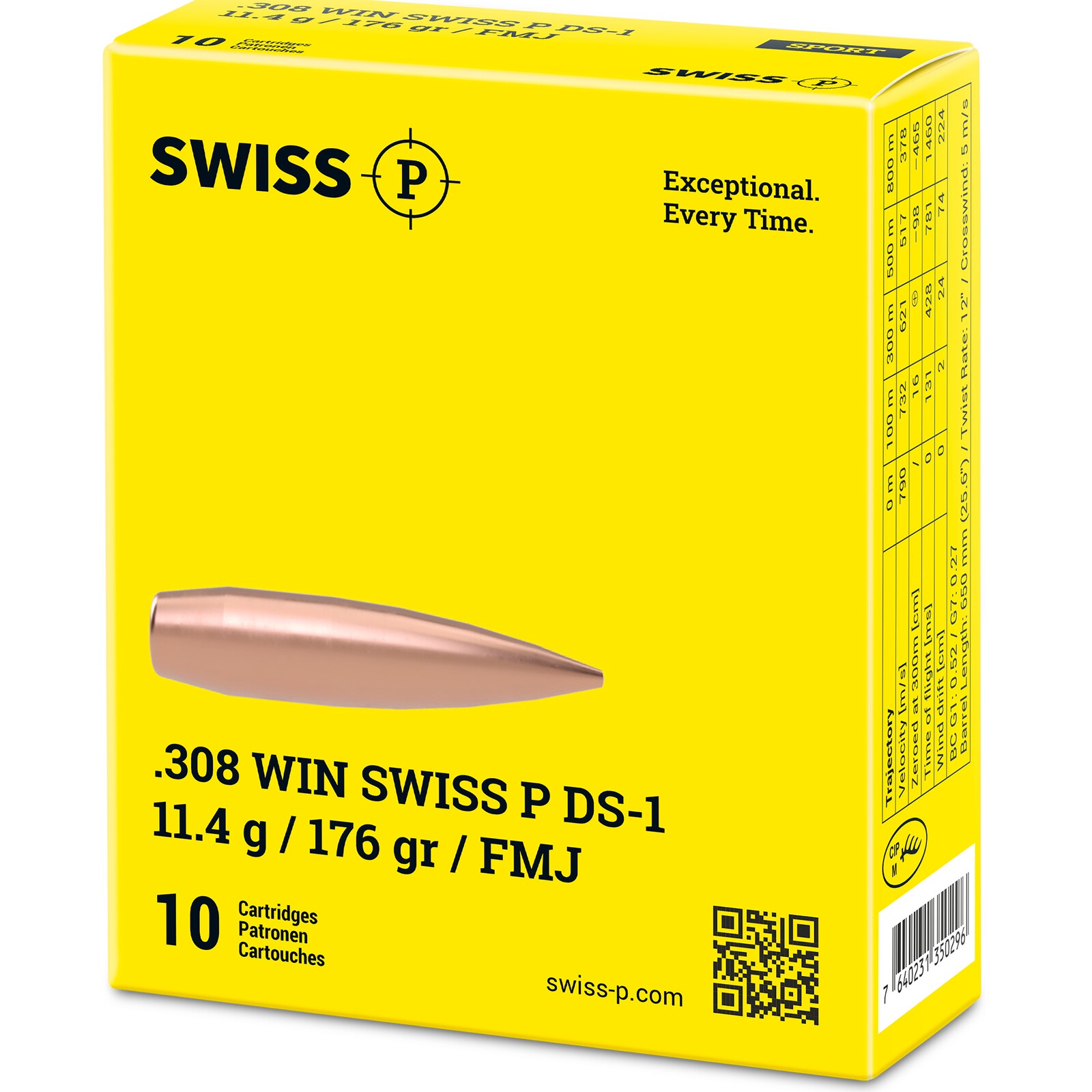 Swiss P .308 Win. DS-1 Vollmantel 11,4g/176grs., 10 Stück