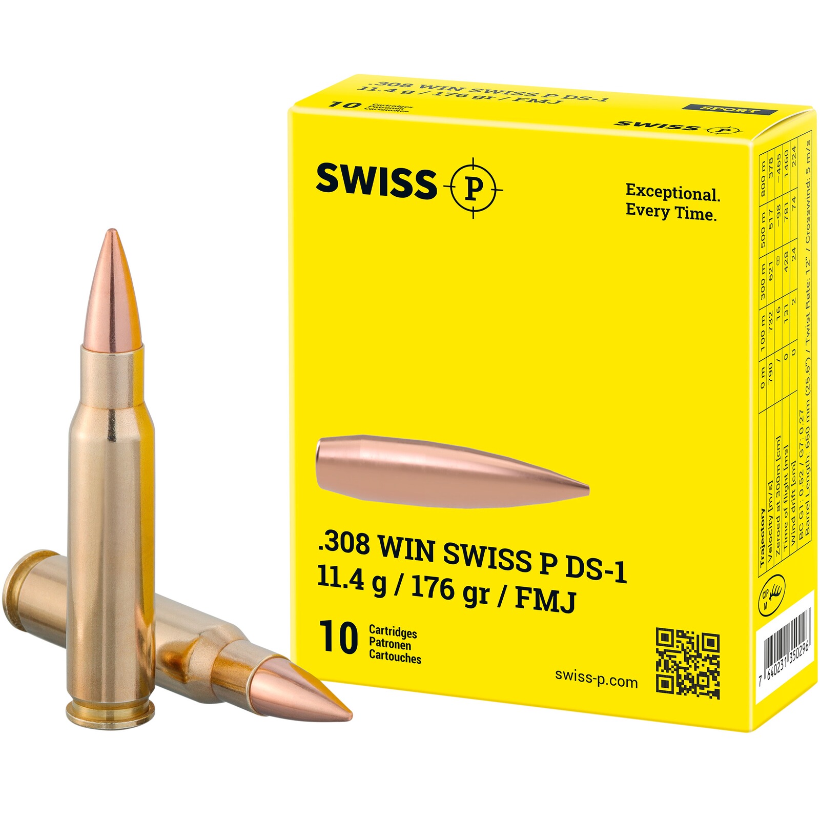 Swiss P .308 Win. DS-1 Vollmantel 11,4g/176grs., 10 Stück