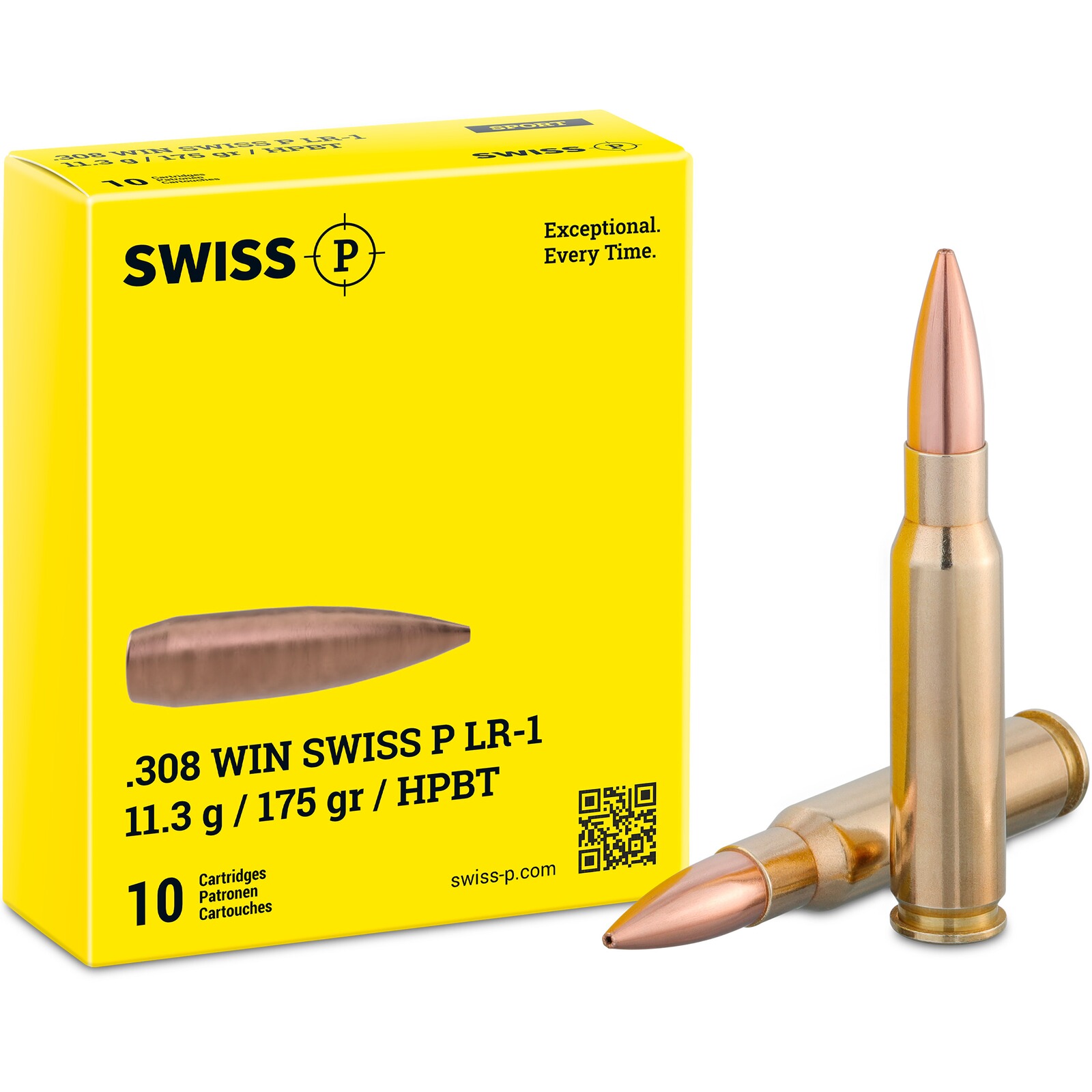 Swiss P .308 Win. LR-1 HPBT 11,3g/175grs., 10 Stück