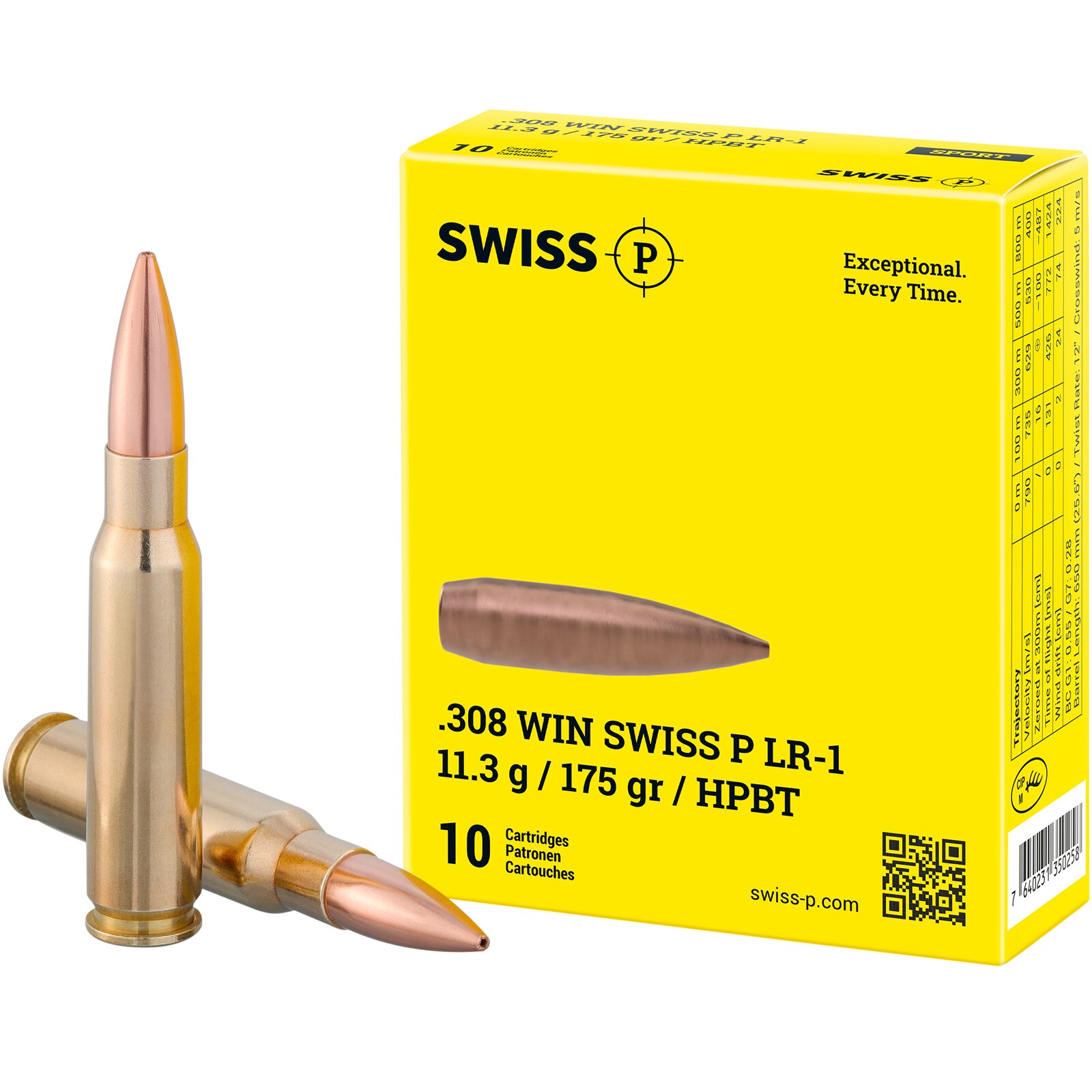 Swiss P .308 Win. LR-1 HPBT 11,3g/175grs., 10 Stück