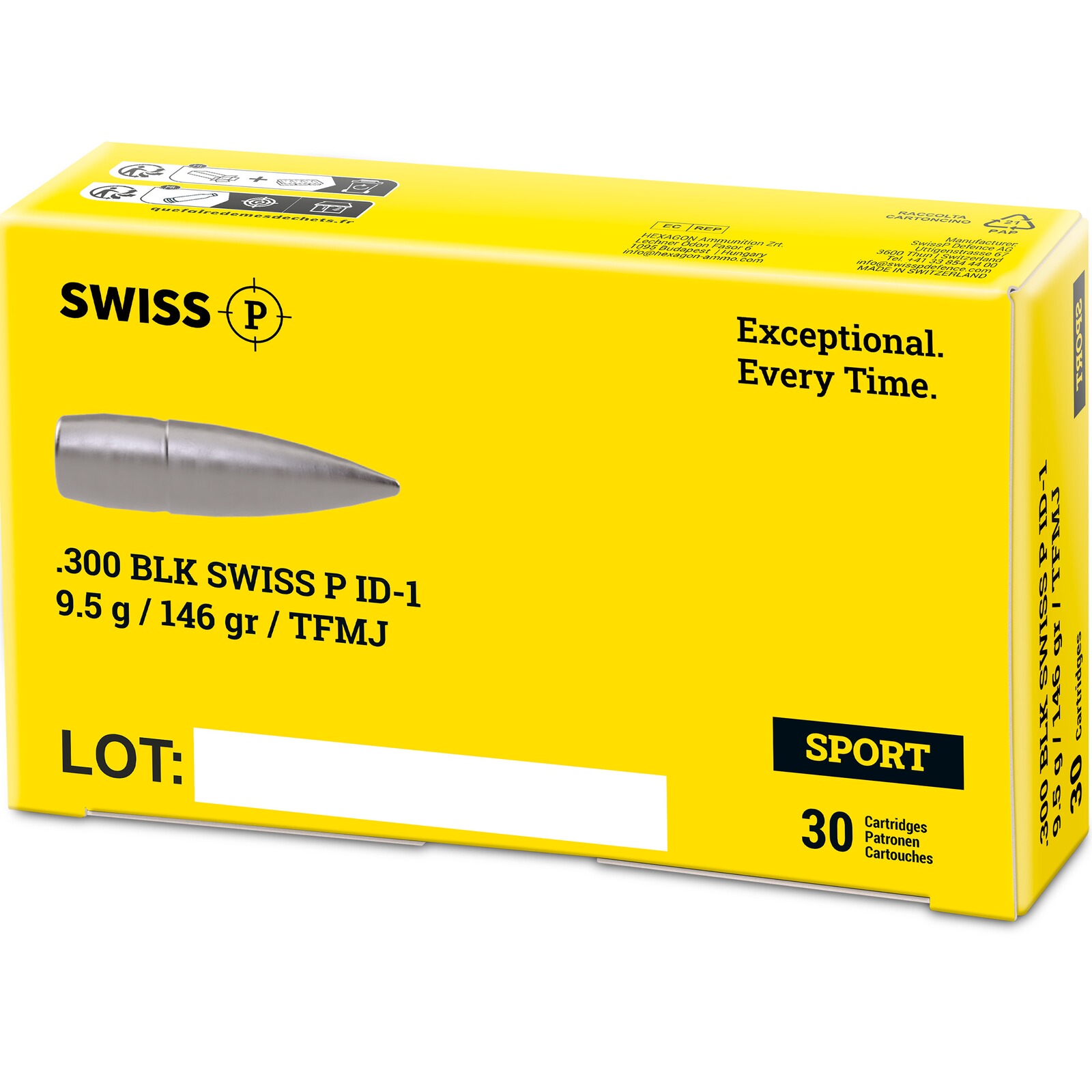 Swiss P .300 Blackout ID-1 TFMJ 9,5g/146grs., 30 Stück