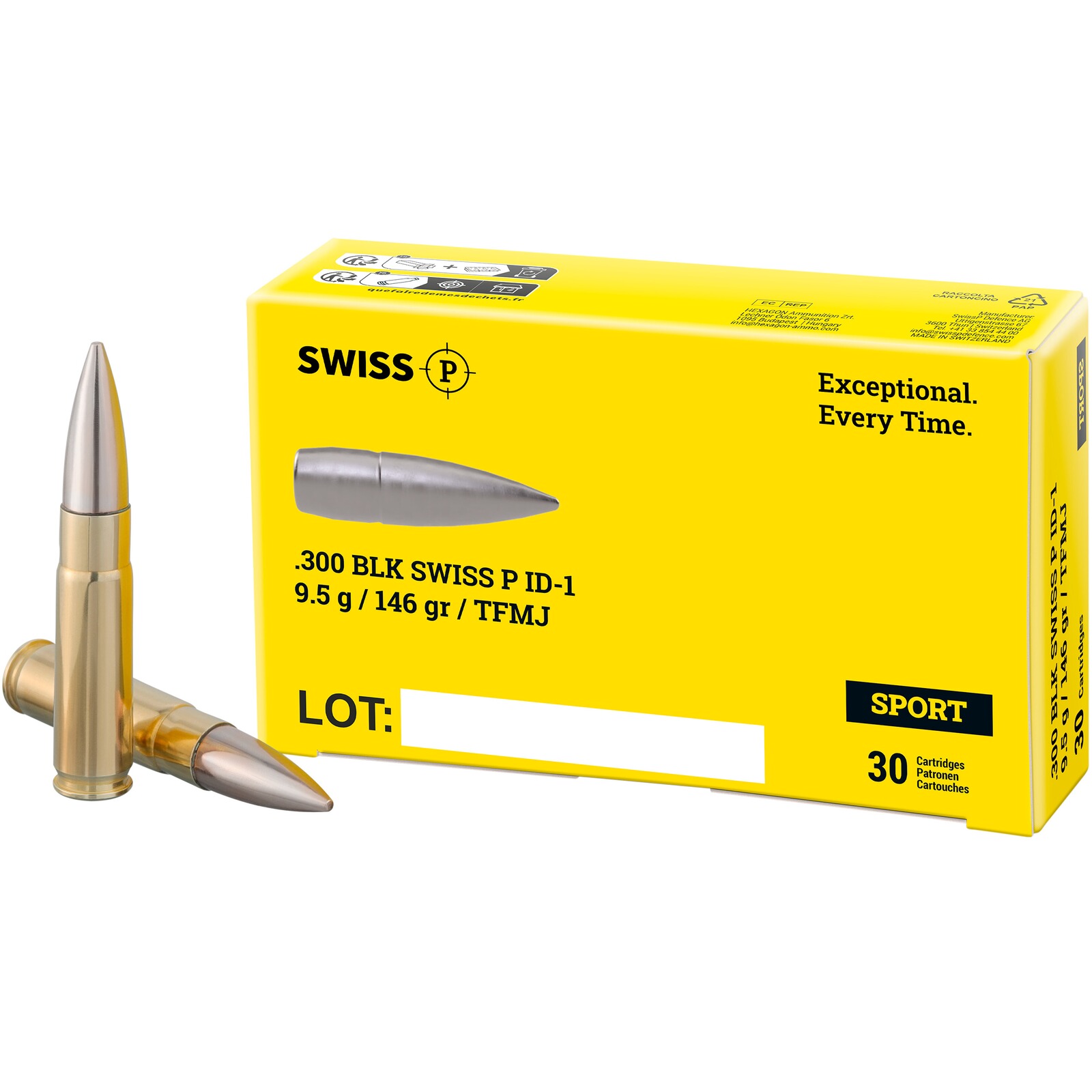 Swiss P .300 Blackout ID-1 TFMJ 9,5g/146grs., 30 Stück