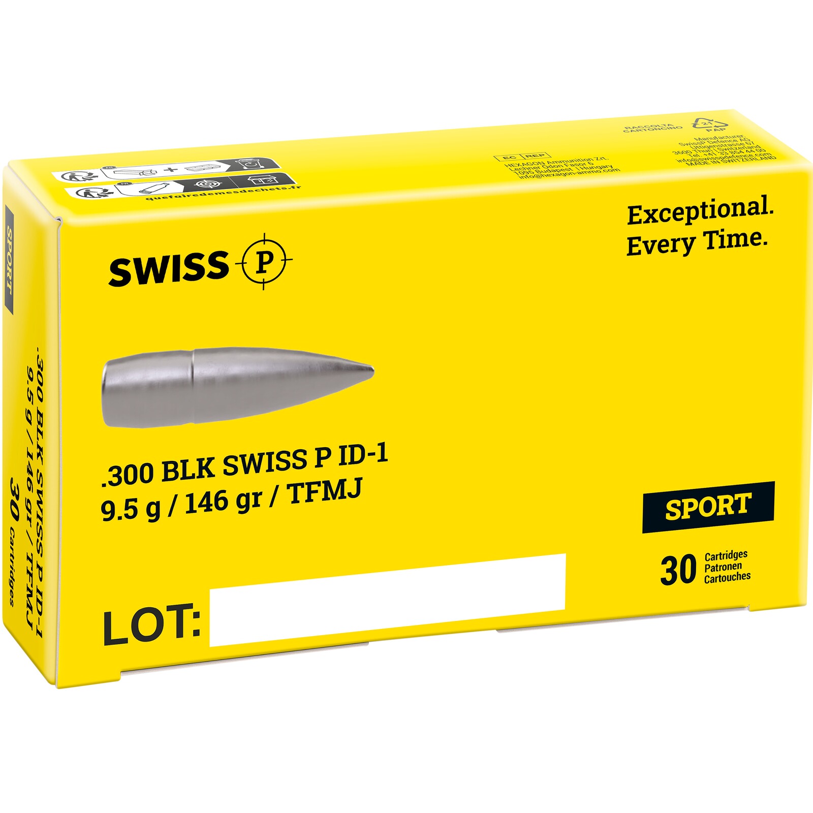Swiss P .300 Blackout ID-1 TFMJ 9,5g/146grs., 30 Stück