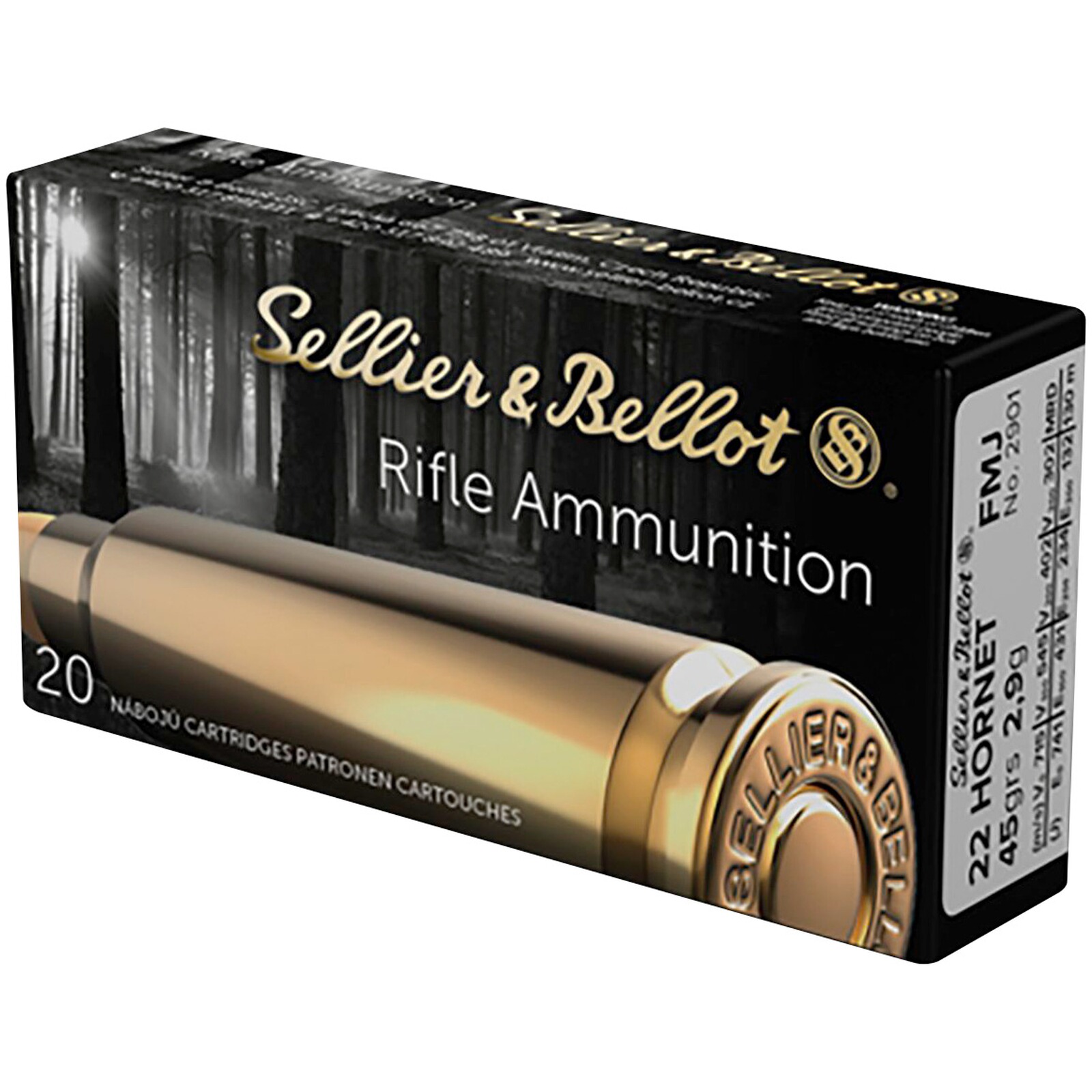 Sellier & Bellot .22 Hornet Vollmantel 2,9g/45grs., 20 Stück