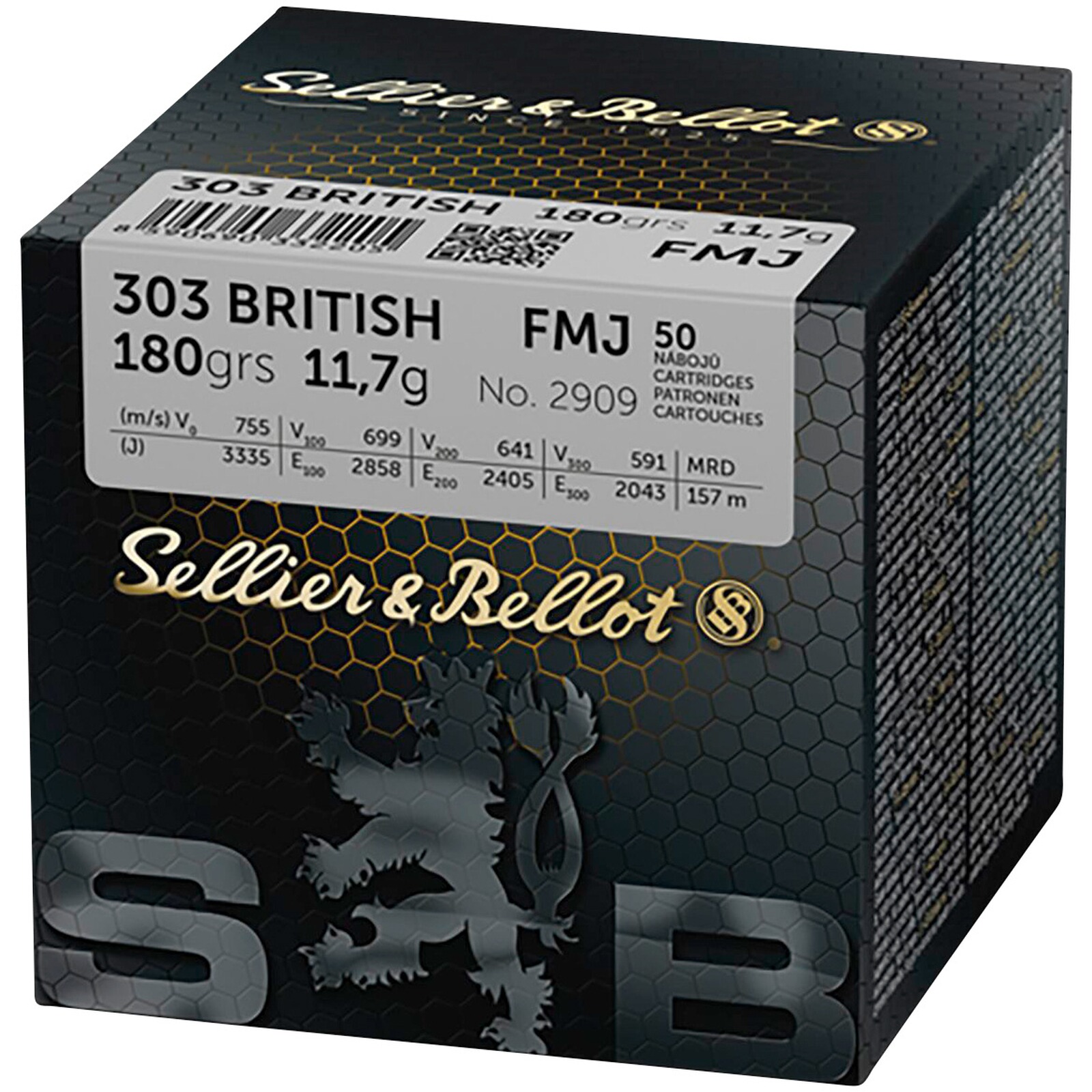 Sellier & Bellot .303 British Vollmantel 11,7g/180grs., 50 Stück