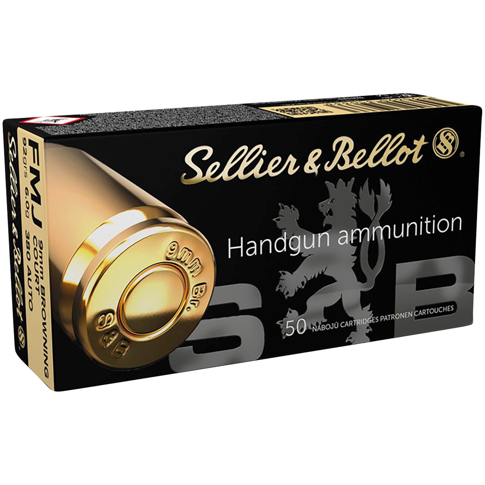 Sellier & Bellot 9 mm Browning Kurz Vollmantel 6,0g/92grs., 50 Stück