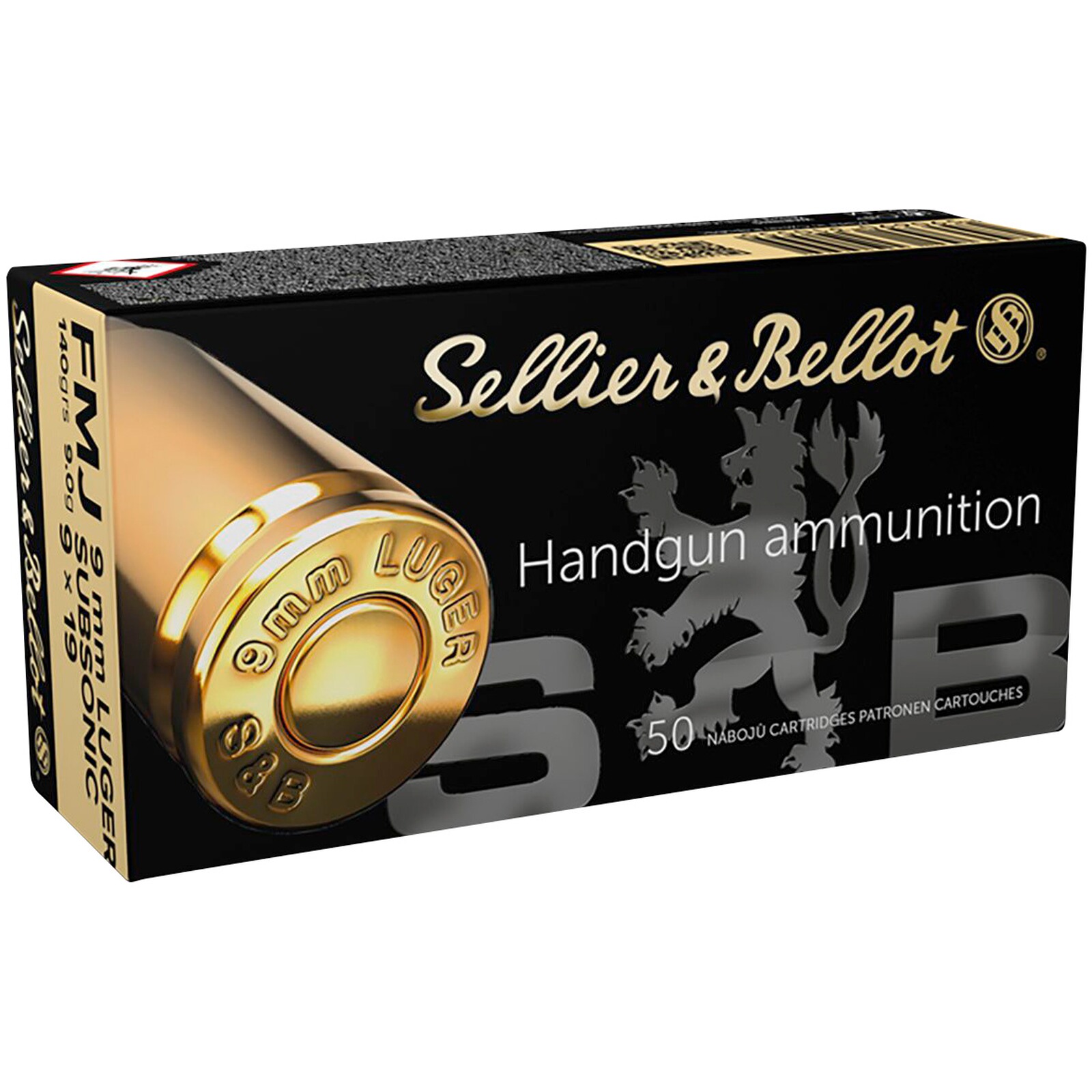 Sellier & Bellot 9 mm Luger Vollmantel Subsonic 9,0g/140grs., 50 Stück