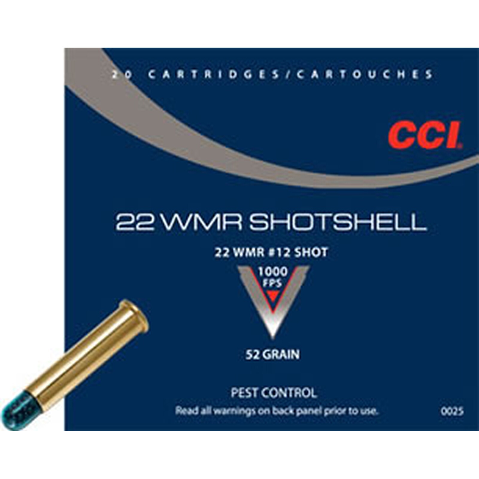 CCI .22 Win. Mag. Randzünder-Schrotpatronen 1,27mm 2,0g/31grs.